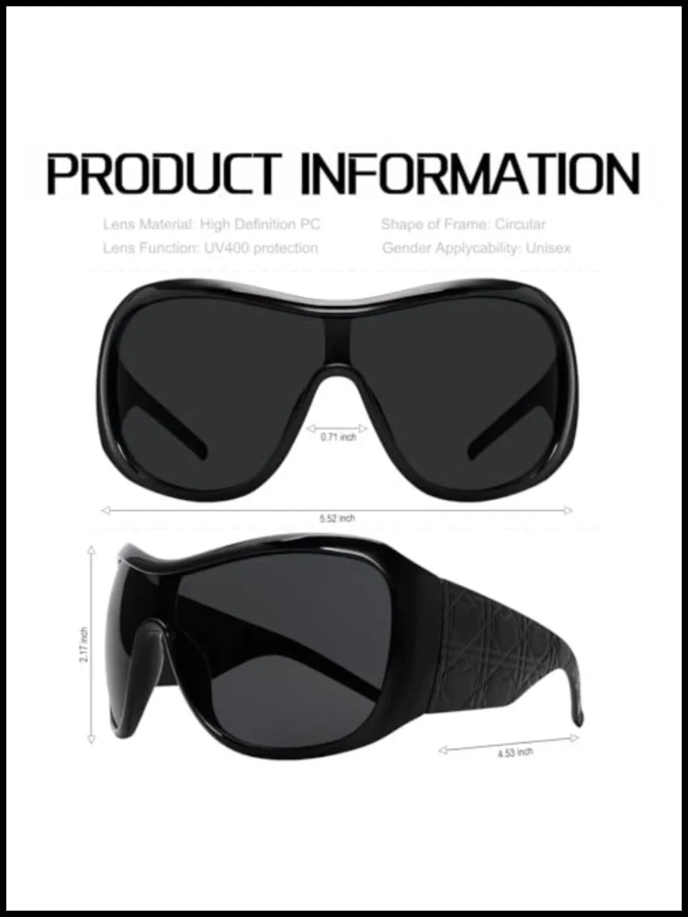 Oversized Wrap Around Sunglasses, UV Protection, Trendy Shield Shades